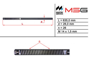 TY131C (MSG) Шток рулевой рейки без ГУРToyota Prius 09-17
