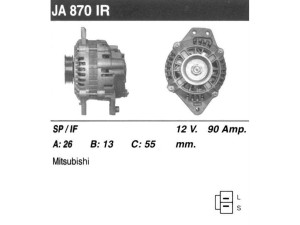 JA870IR (MSG Rebuilding) ГенераторHyundai H-100 94-03 Hyundai H-1 97-04 Mitsubishi Pajero II 91-99